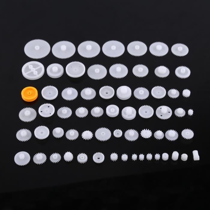 Kit Engrenages Plastique 78 Pièces - Axes, Roues, Poulies - Pour Robots