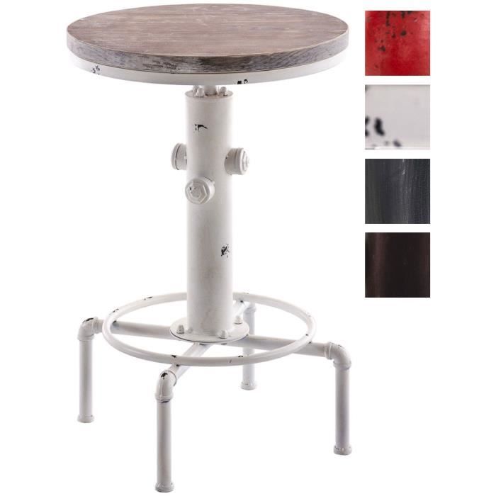 table haute de bar lumos mange-debout design industriel plateau bois pieds en métal [blanc antique]