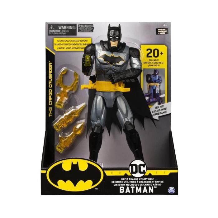 Figurine Batman Deluxe 30 cm avec Effets Sonores Accessoires DC Collection Personnage Super Heros Collector Garcon