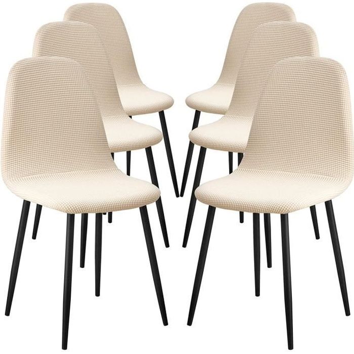 Lot de 6 Housse de Chaise de Salle à Manger Scandinaves Style Nordique Couverture Revêtement de Chaise Extensible pour Cuisine