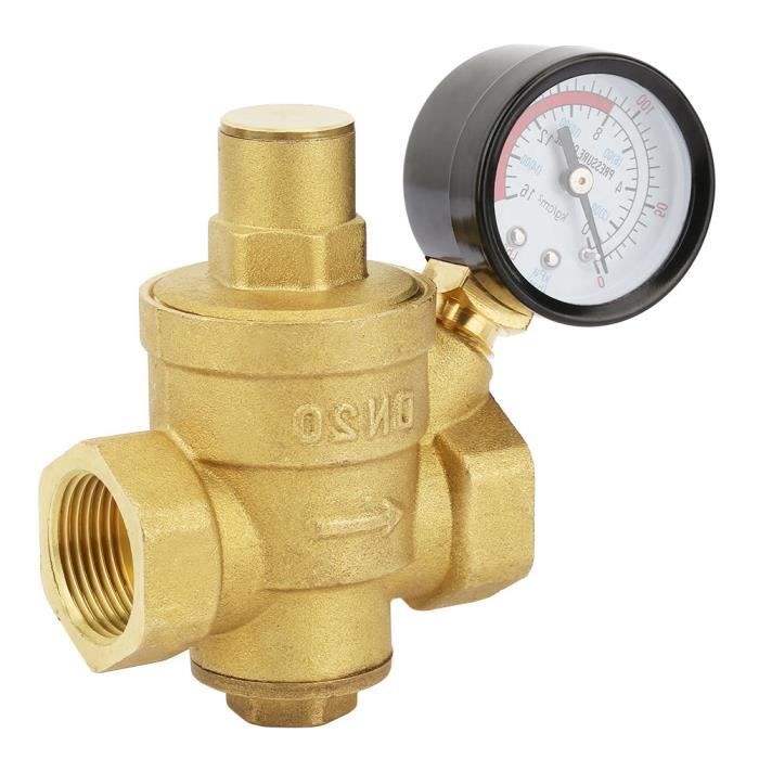 Manomètre Filtre Eau Régulateur Pression Eau DN 32 Laiton - Avec Filtre Et Manomètre, Pour Maison/Usine Plomberie Maison