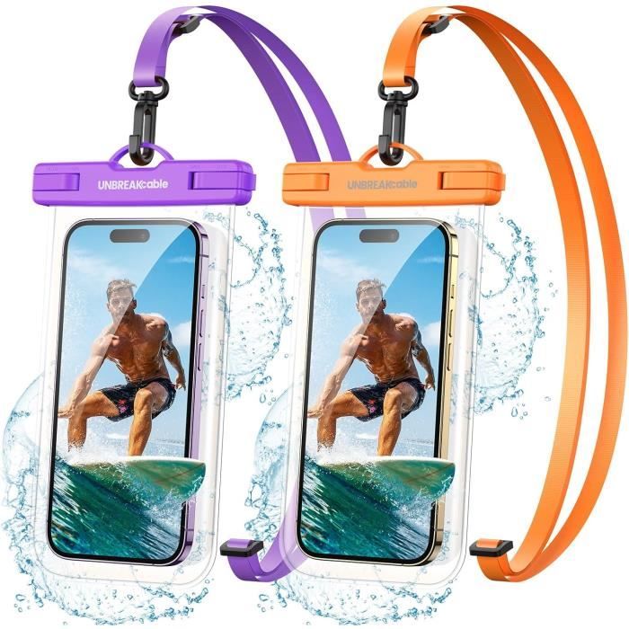 Pochette étanche Téléphone IPX8 (lot De 2) - Compatible Jusqu’à 7 Pouces, Pour IPhone, Samsung, Activités Nautiques