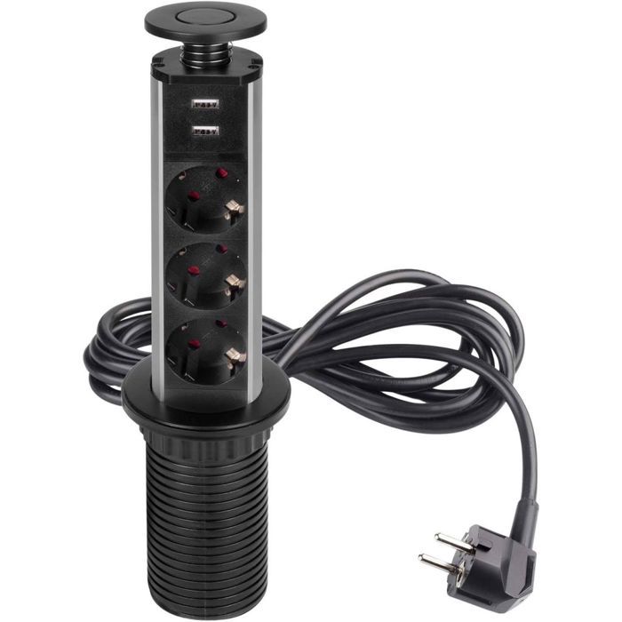 Emuca Multiconnecteur élevable Vertikal EU Peint en noir Plastique et Aluminium.