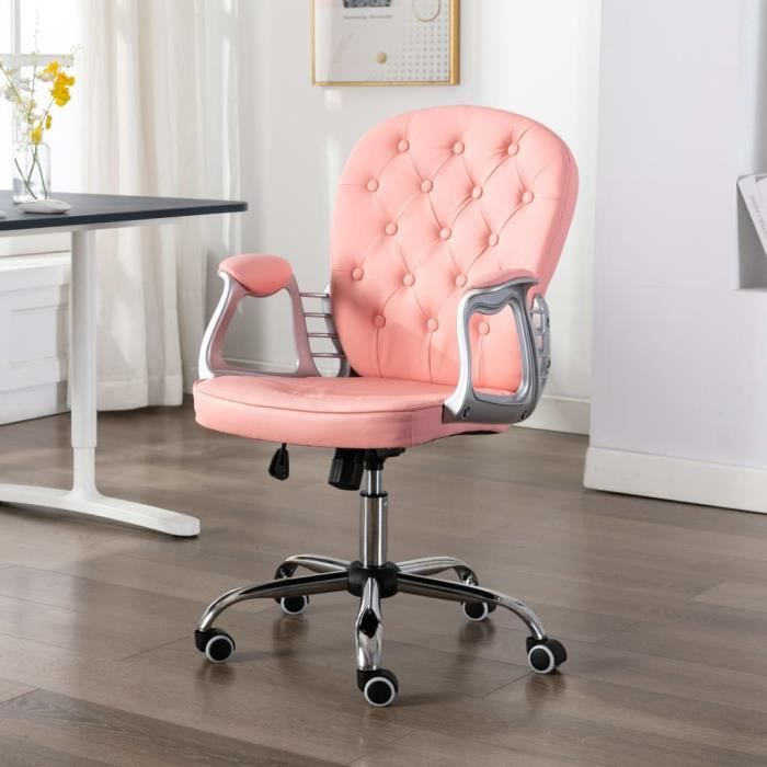 famirosa chaise de bureau pivotante rose similicuir -361