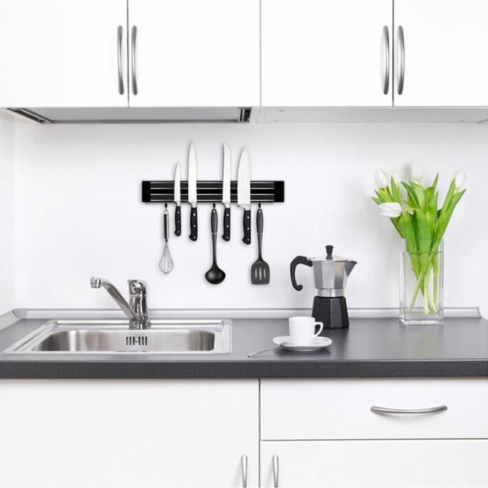Organisateur Ustensiles Inox Pailexin Porte-couteaux Magnétique Mural 43cm - Bande En Inox Avec 10 Crochets, Sans Perçage ! Ustensiles De Cuisine
