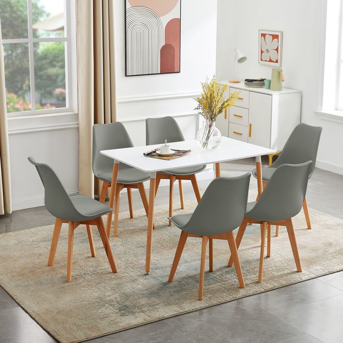 IPOTIUS Table à manger de 4 à 6 personnes scandinave blanc 110cm