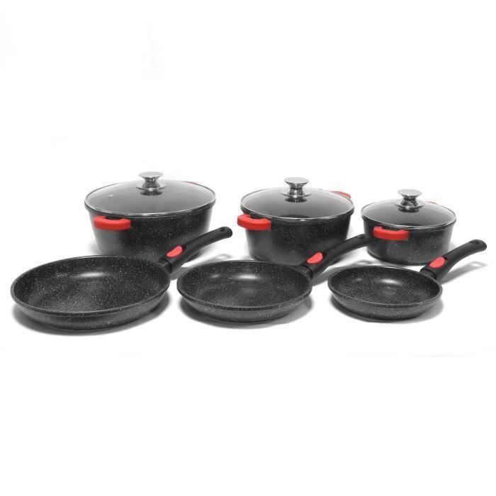 Set De 3 Poêles Induction Joeji's Kitchen - Casseroles Antiadhésives Avec Couvercles En Verre - Compatible Gaz Et Électrique