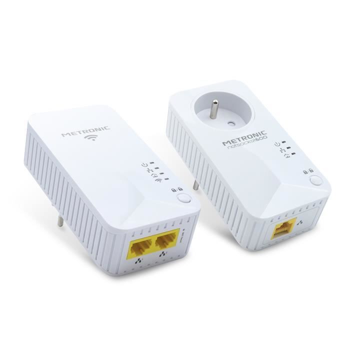 Prise CPL Duo Wi-Fi 600 Mb-s avec prise gigogne - blanc