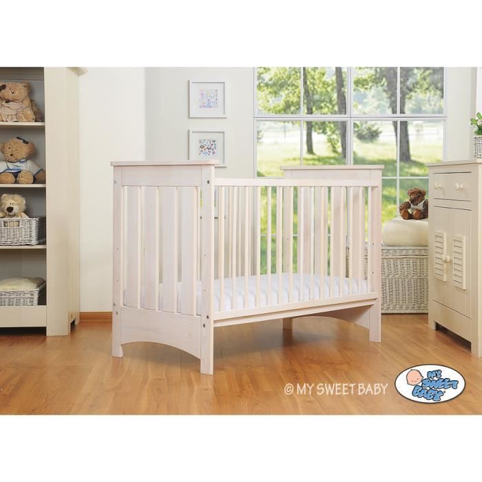 Lit Bebe Matelas Sommier Hauteur Reglable Blanc Creme Achat Vente Lit Bebe Cdiscount