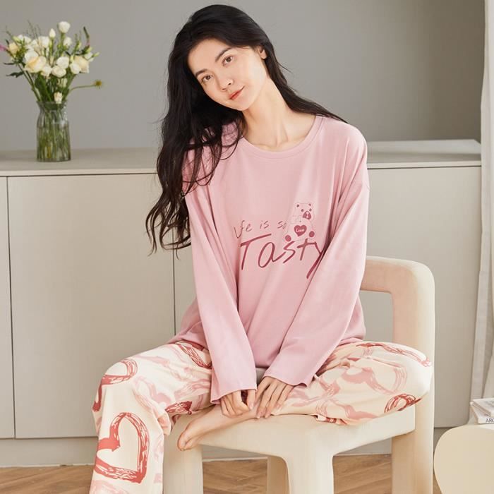 Vêtements Pyjama Femme Manche Longue Coton Pyjama Femme Pièces En