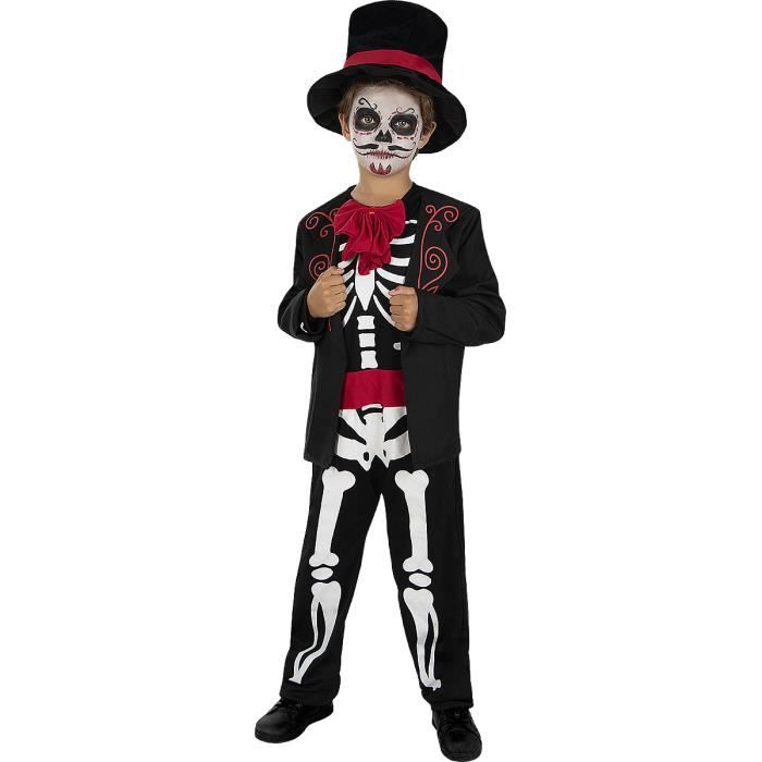 Funidelia | Déguisement squelette jour des morts pour bébé Tête de mort mexicaine, Halloween - Déguisement pour Enfant et accessoires pour Halloween, carnaval et fêtes - Noir