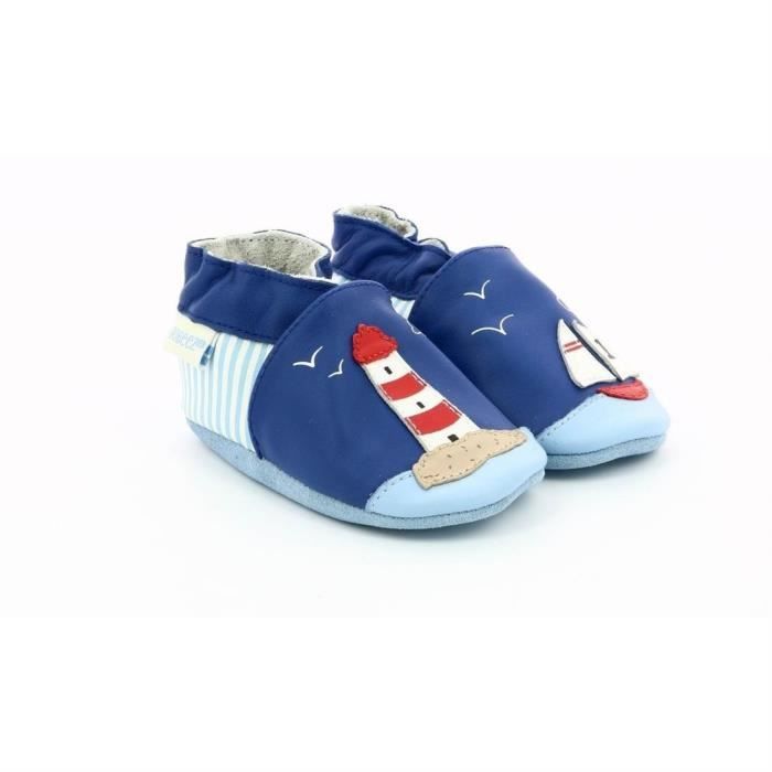 Chaussons enfant - ROBEEZ - Classicar - Cuir - Bleu - Marine