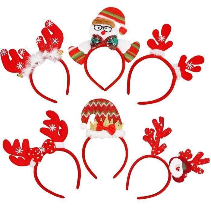Serretêtes De Noël 6pcs,Bois De Renne,Serre Tete Noel Cerf, Noel