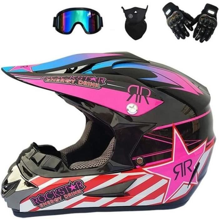 Casque Moto Enfant Motocross - Certification D.O.T., Coque FRP, Doublure EPS Amovible, Tailles S à XL