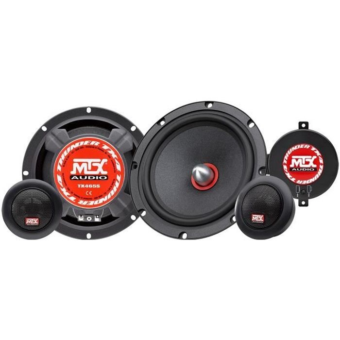 MTX TX465S Haut-parleurs voiture Kit 2 voies 16,5cm 80W RMS 4 Tweeteers néodyme 25mm Membranes pulpe