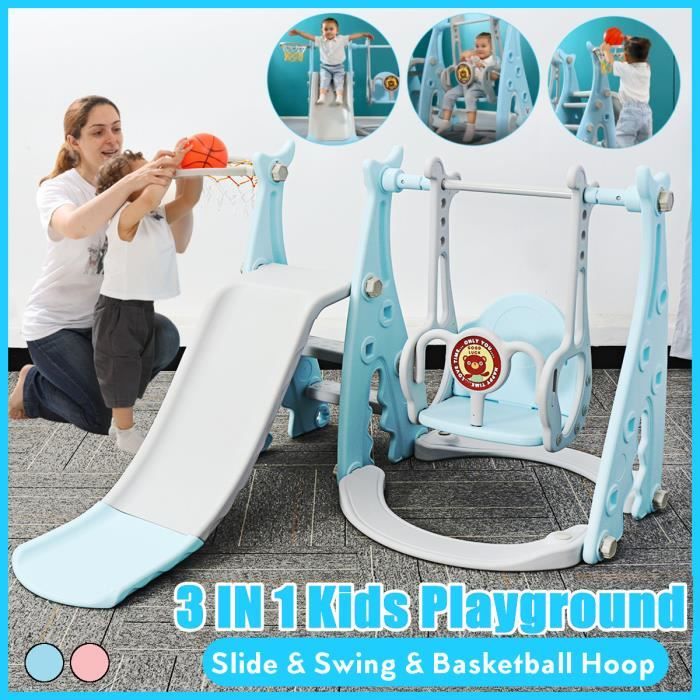 Cofomaison 3 en 1 3 en 1 Toboggan Enfant avec Balançoire Aire de jeu  Intérieur Maison bleu - Cdiscount Jeux - Jouets