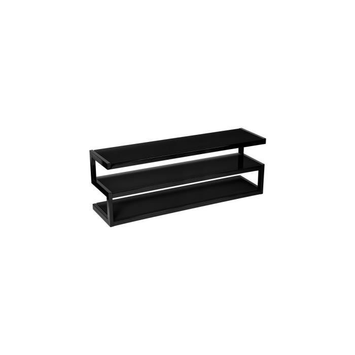 Meuble TV - NorStone - Esse 140 - Noir Satiné - Verres Noirs - Supporte 80 kg Meuble TV - NorStone - Esse 140 - Noir Satiné - Verres Noirs - Supporte 80 kg