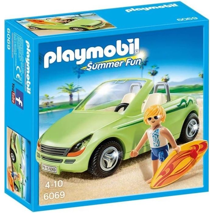 PLAYMOBIL - Surfeur et voiture décapotable - Summer Fun - En Route - Mixte  - 6069 - Cdiscount Jeux - Jouets