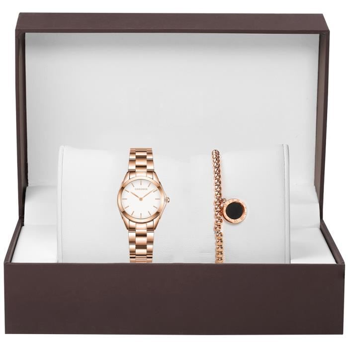 Montre Femme Coffret-Montre De Luxe Vintage + Bracelet - Bracelet
