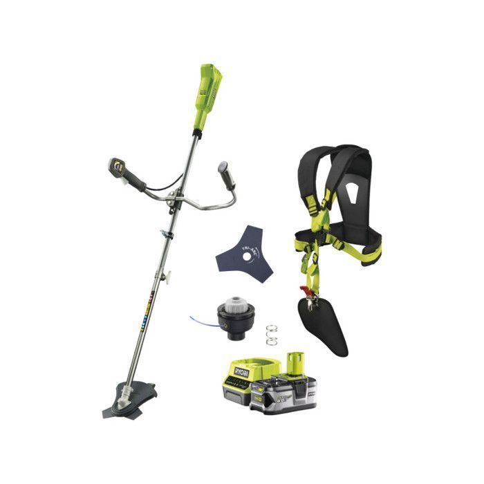 Pack RYOBI débroussailleuse 18V One+ OBC1820B 1 batterie 4.0Ah 1 chargeur 2.0Ah RC18120 140 - vue 1