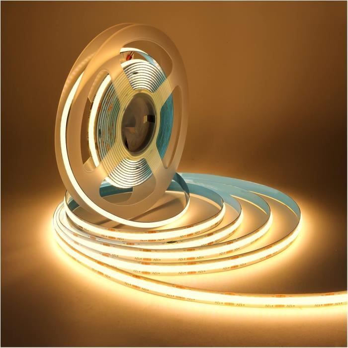 Bande LED COB 5V 1m - 400 LEDs, Blanc Chaud 3000K, Intensité Variable - Pour Décoration Murale, Rétroéclairage TV
