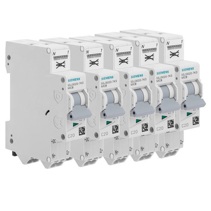 Disjoncteur SIEMENS Lot de 5 disjoncteurs Auto P+N Courbe C Intérieur - vue 3