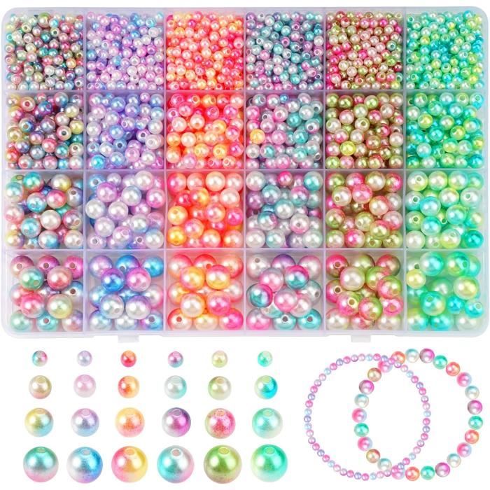 Relota 1400Pcs Perles Pour Bracelet 7 X 4 Mm, A-Z Blanc Perles Lettres Alphabet Et Colorée Coeur Beads Avec 2 Fil Elastique, Pour Fabrication De Bijoux, Bracelets, Colliers, Enfants DIY Artisanats