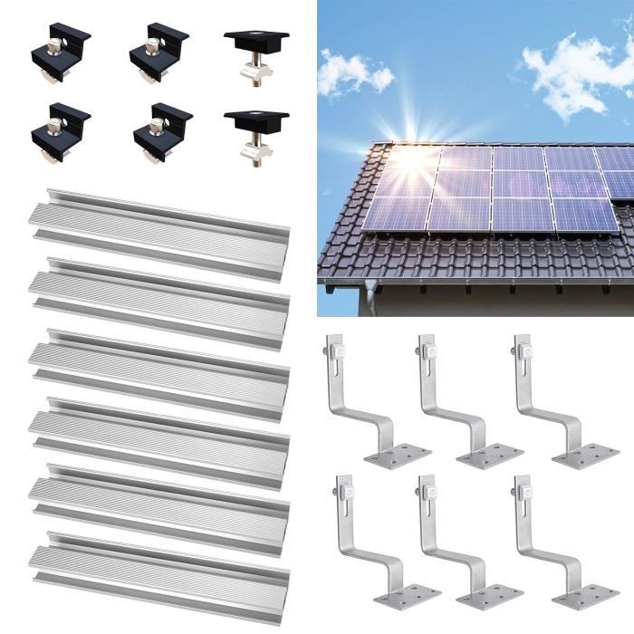 Kit De Montage Pour Panneaux Solaires Sur Toit En Tuiles – Rails Et Crochets Inclus Pour 2 Panneaux