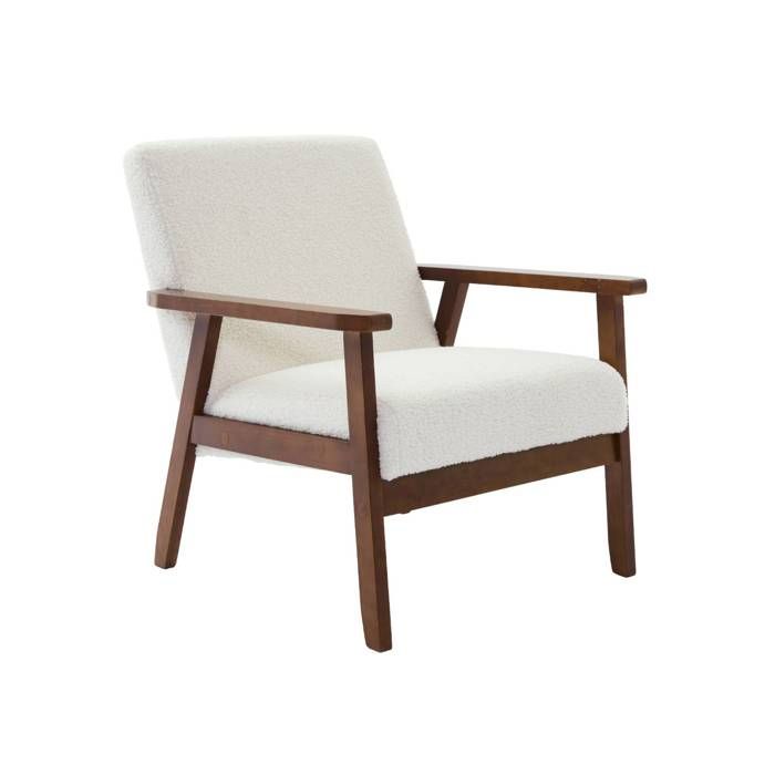 sweeek - Fauteuil scandinave bois dhévéa teinté noyer clair bouclette ISAK sweeek - Fauteuil scandinave bois dhévéa teinté noyer clair bouclette ISAK