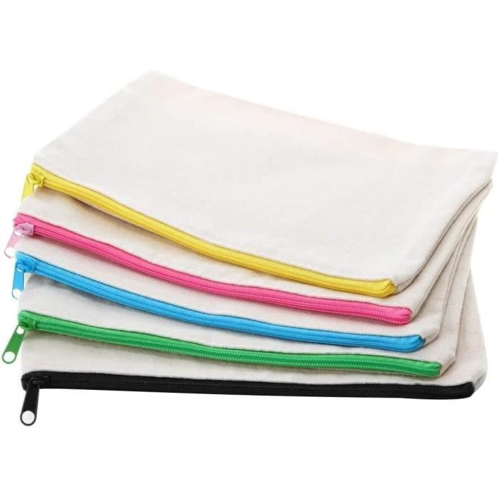 Lot de 24 sacs en toile vierge avec fermeture éclair, pochettes en toile polyvalentes, sacs de bricolage, multicolore, Personnalisable Lot de 24 sacs en toile vierge avec fermeture éclair, pochettes en toile polyvalentes, sacs de bricolage, multicolore, Personnalisable