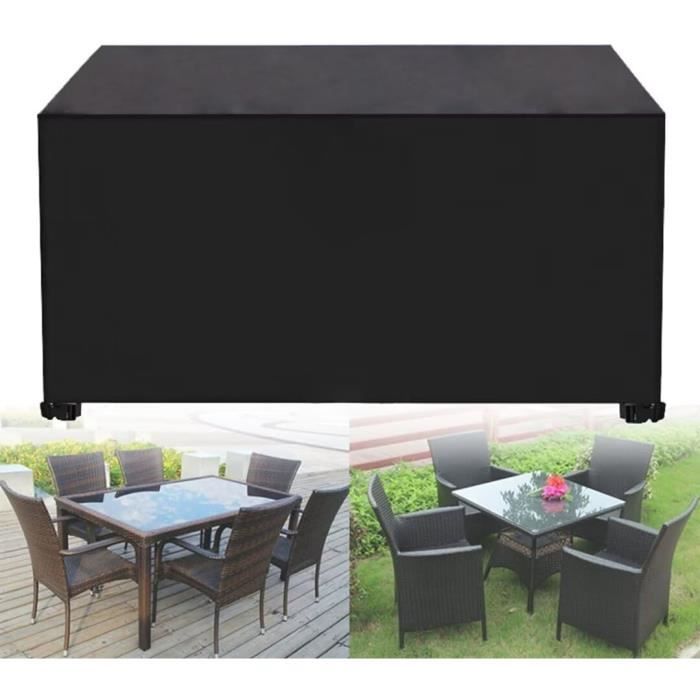 Leju Art Housse Salon De Jardin Carré 110x110x71cm(43x43x28in) 420D Oxford Imperméable Bâche Protection Meubles Table Extérieure Coupe-Vent Anti-UV
