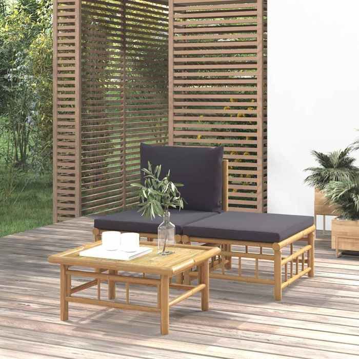 vidaXL Salon de jardin 3 pcs Bambou - vue 5