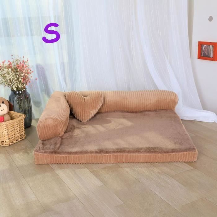 Comparer les prix de Coussin Panier Corbeille pour Chien Chat Déhoussable Couchage Souple S-XL Kaki S(55x45x15cm)