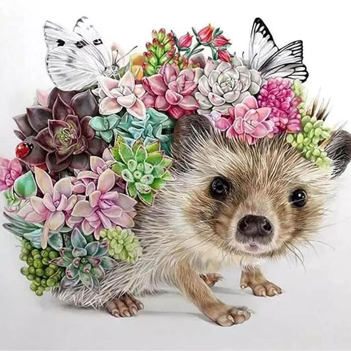 Zariocy 5D Diamond Painting Kits Hérisson, DIY Peinture Avec Diamant Art Automne Cristal Diamant Broderie Peintures Arts Artisanat Pour Home Office Décoration Murale 30x40 Cm