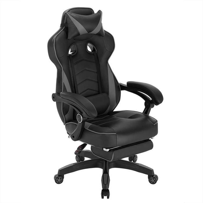 Chaise Bureau Avec Repose-pieds WOLTU Chaise Gaming Ergonomique Avec Coussin à Ressorts Ensachés - Fauteuil Bureau Confortable Charge 150kg, Noir GS11sz