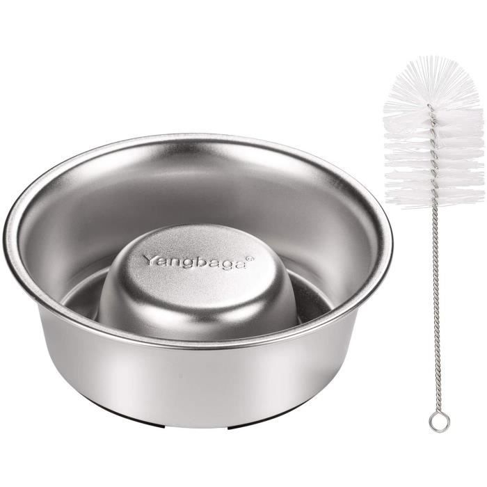 Meilleurs prix pour Yangbaga Gamelle Anti-Glouton pour Animals--en Acier Inoxydable-Comprend 1 Brosse de Nettoyage et 4 Autocollants Antidérapants