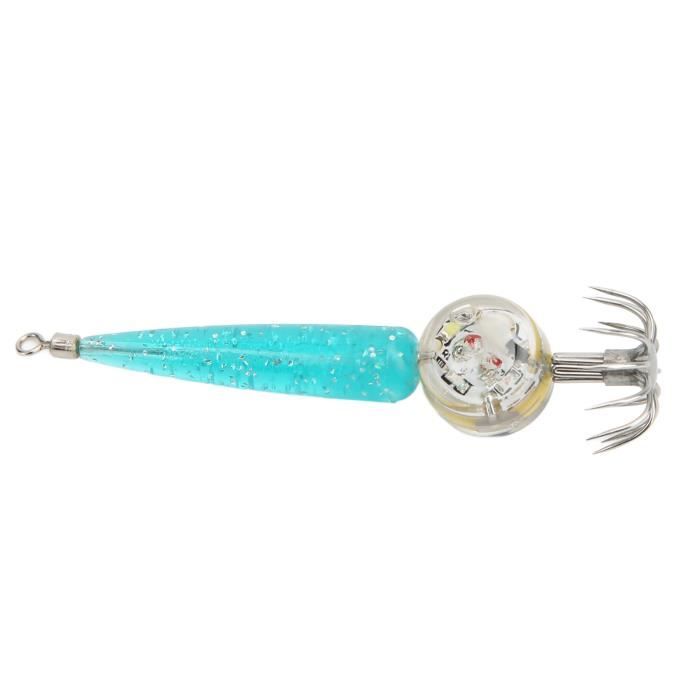 Crochet Leurre LED Calmar Lumière Bleue - Appât Lumineux Étanche Pour Pêche Nocturne En Mer, Rivière Ou Lac, 3 Piles Incluses