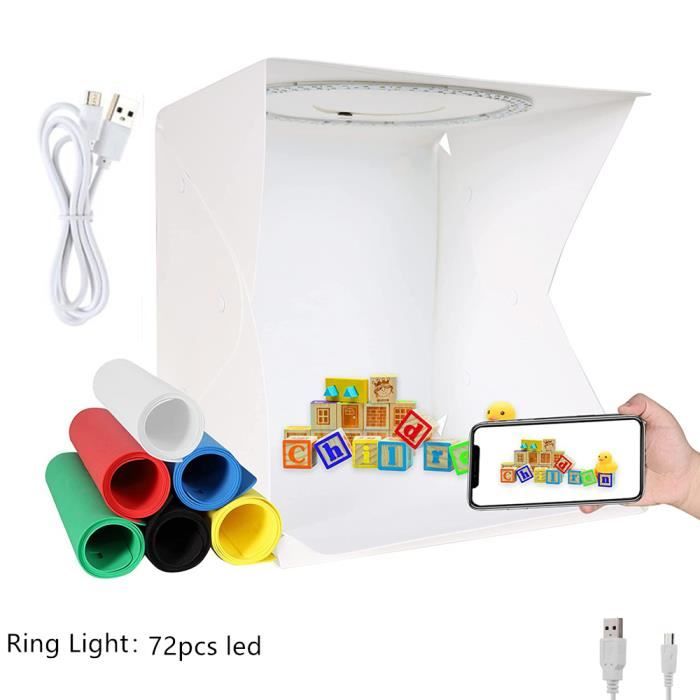 Tente Lumière Photo Professionnelle 61x61 Cm - Boîte à Lumière Pour Studio, Diffusion Parfaite - Blanc, Pliable