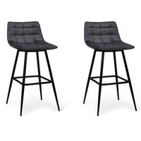 Lot De 6 Tabourets De Bar XUEXINGJIA En Velours Noir Avec Pieds En