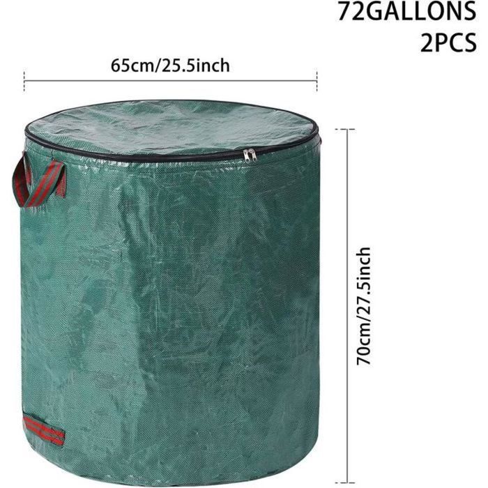 BuzzoXerex Lot De 3 Sacs Jardin Déchets Verts 272 Litres - Imperméables, Pliable Avec Couvercle Et Poignées