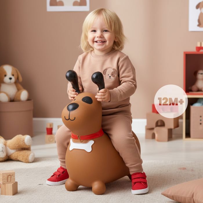 Cavernedesjouets Skippy Chien Sauteur Gonflable – 52x23x66 Cm – Pour Enfants 18 Mois à 20 Kg – Ballon Animal – Développe La Motricité – Cadeau Ludique