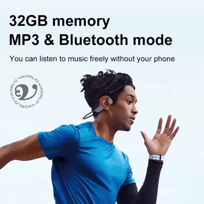 Écouteurs Sans Fil Ouverts Type Conduction Osseuse - Bluetooth 5.4, Basses Puissantes, IP55, 6h D'autonomie (gris)