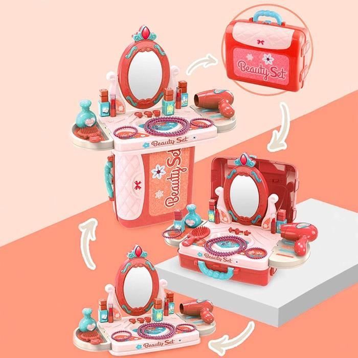 Kit de maquillage pour fille - Avec miroir et table - Pour enfants - Vanity  - Salon de beauté avec accessoires de maquillage - [519] - Cdiscount Jeux -  Jouets