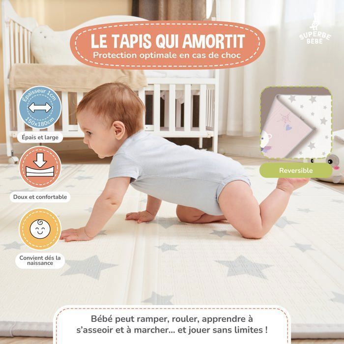 Tapis D'éveil Bébé 150x180 Tapis D'éveil Bébé Pliable Epais Réversible 150x180x1cm - Sol Tapis Réversible Bébé Tapis D'éveil Bébé 150x180 Tapis D'éveil Bébé Pliable Epais Réversible 150x180x1cm - Sol Tapis Réversible Bébé