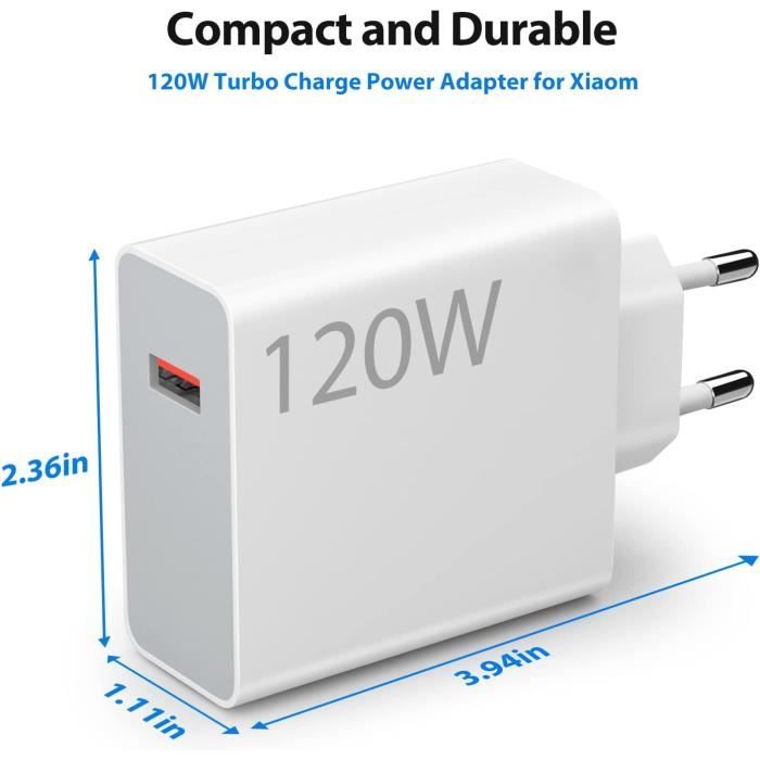 Chargeur Rapide 33W Avec Câble USB-C 1m Pour Xiaomi, Redmi, POCO - Technologie PD3.0 | Recharge 50% En 30 Min, Protections Intégrées, Compatible International