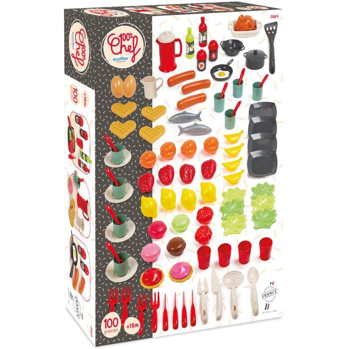 Jouets Ecoiffier - 1230 - Caisse Enregistreuse 100% Chef - 26 Accessoires - Dès 18 Mois - Fabriqué en France Jouets Ecoiffier - 1230 - Caisse Enregistreuse 100% Chef - 26 Accessoires - Dès 18 Mois - Fabriqué en France