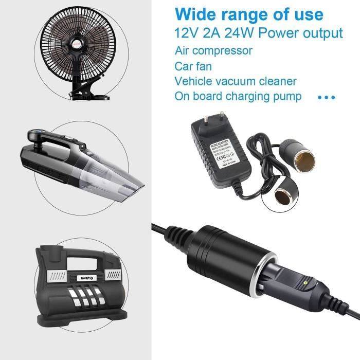 Adaptateur Allume-cigare 12V 1A - Convertisseur 110-240V AC Vers 12V DC - Prise EU - Pour GPS, Dashcam, Ventilateur Voiture
