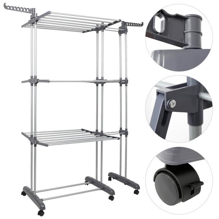 HUOLE ETENDOIR, FIL À LINGE ,INTÉRIEUR ET EXTÉRIEUR, TUBE INOX