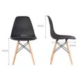 Keisha°Lot de 6 chaises en polypropylène (Noir) - Design Scandinave - Salle à Manger, Salon, Cuisine - Pieds en Bois-2