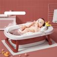 Baignoire pliante bébé évolutive SINBIDE - Rouge - avec thermomètre et coussin de bain-2